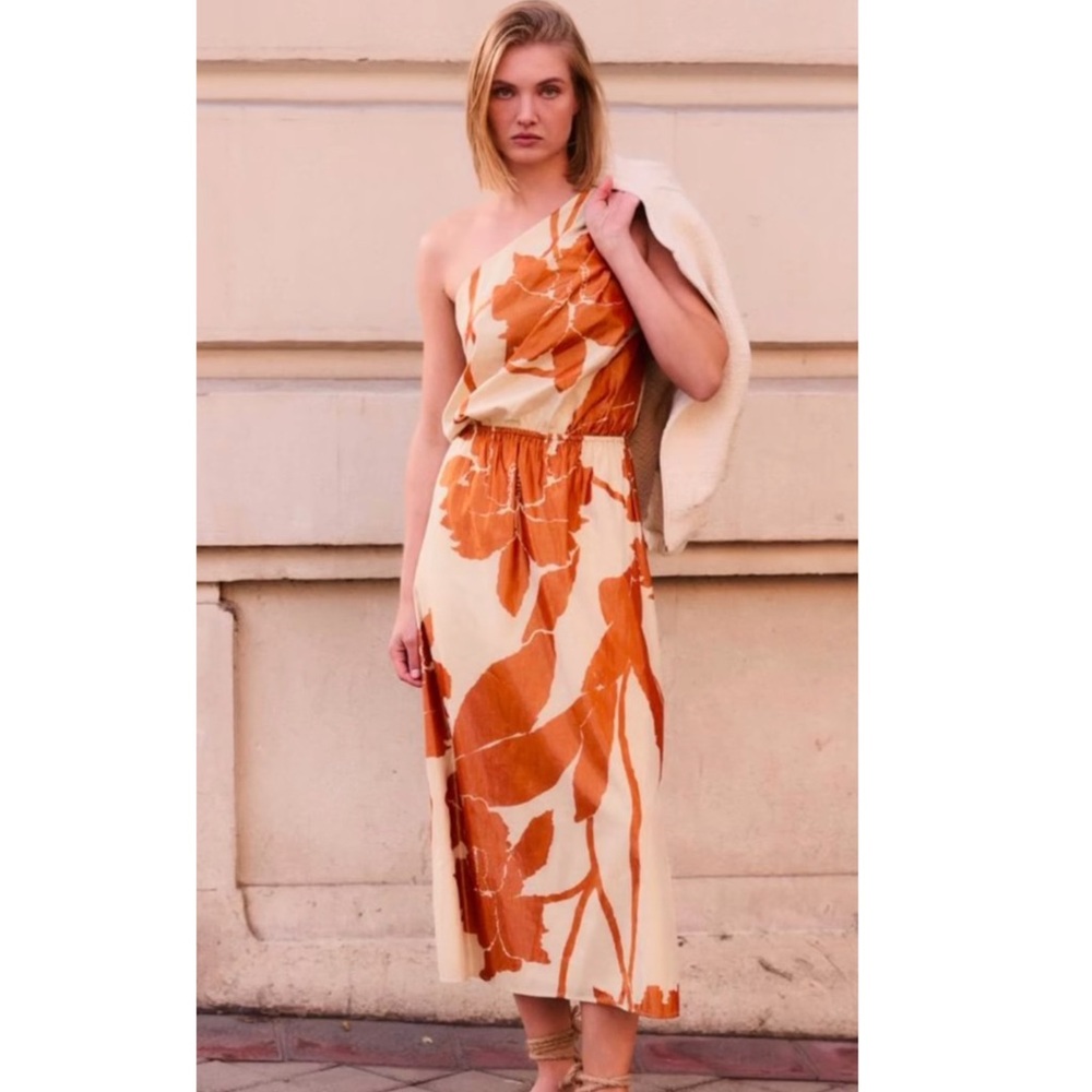 New Padova Colombia Vestido Ariza Natural Floral Midi Dress Large